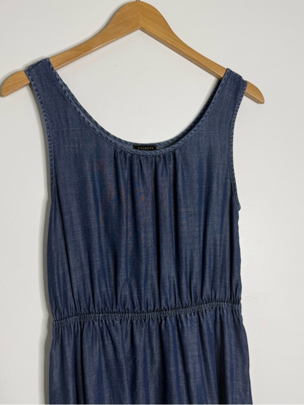 Talbots Tencel Chambray Maxi Dress Tiered Sleeveless Size 4 - Picture 4 of 7